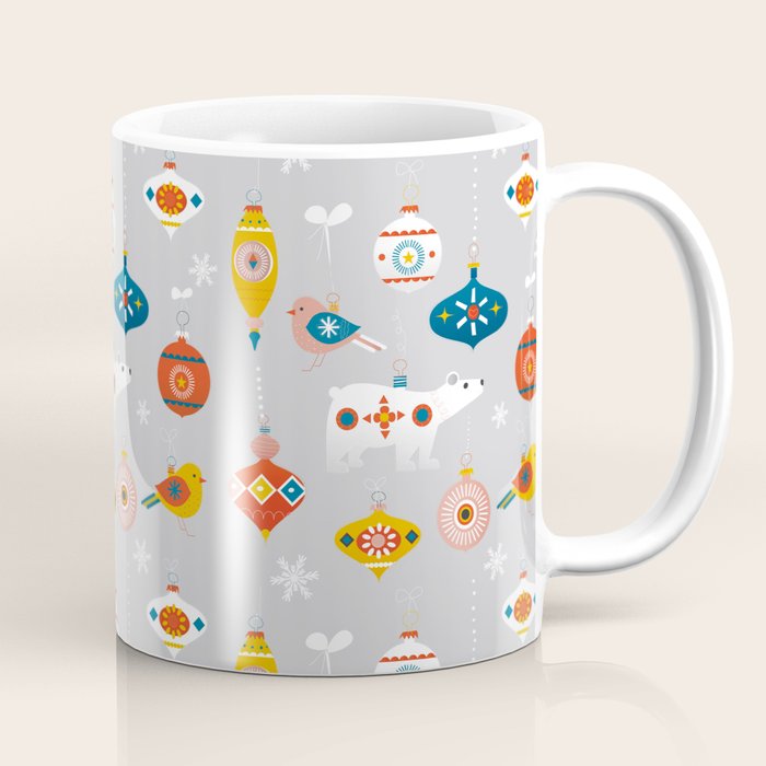 Christmas Vintage Decorations With Bear And Bird Coffee Mug