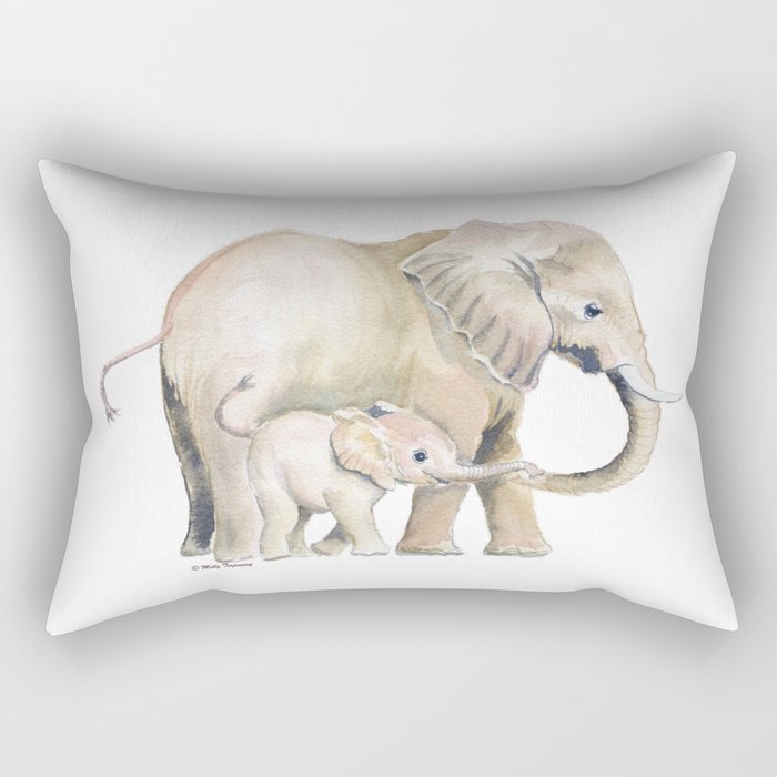 Mom And Baby Elephant 2 Rectangular Pillow