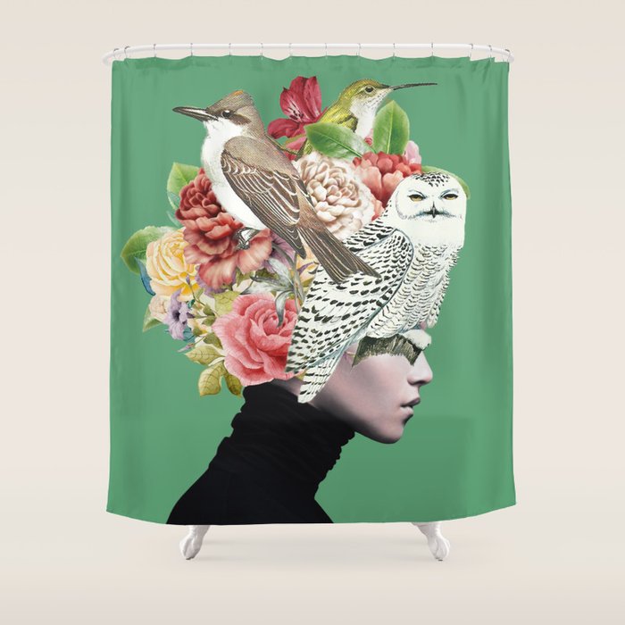 Lady With Birds(Portrait) 2 Shower Curtain