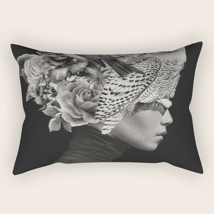 Lady With Birds(Portrait) Rectangular Pillow