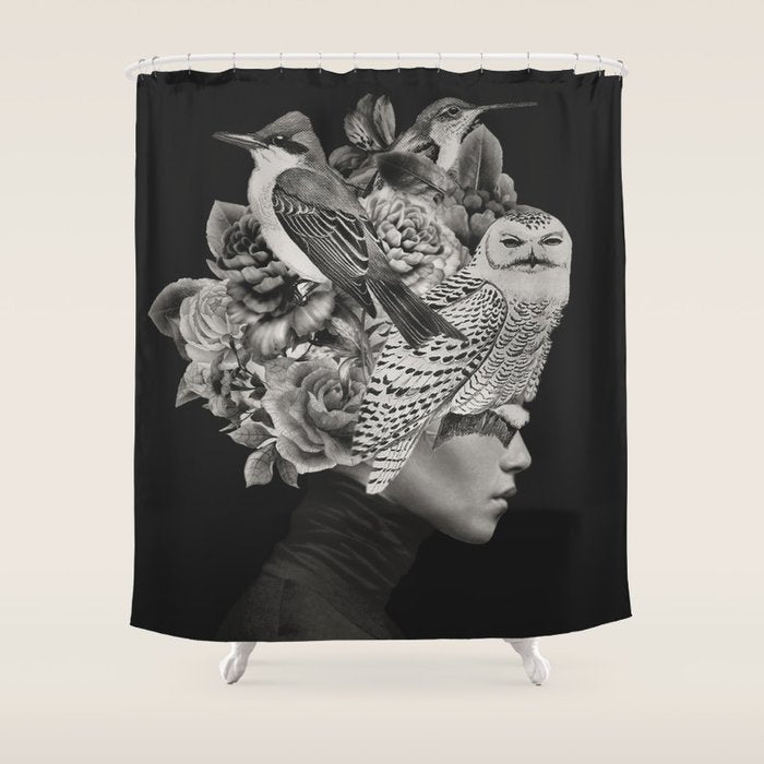 Lady With Birds(Portrait) Shower Curtain