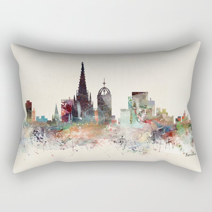 Barcelona Spain Skyline Rectangular Pillow