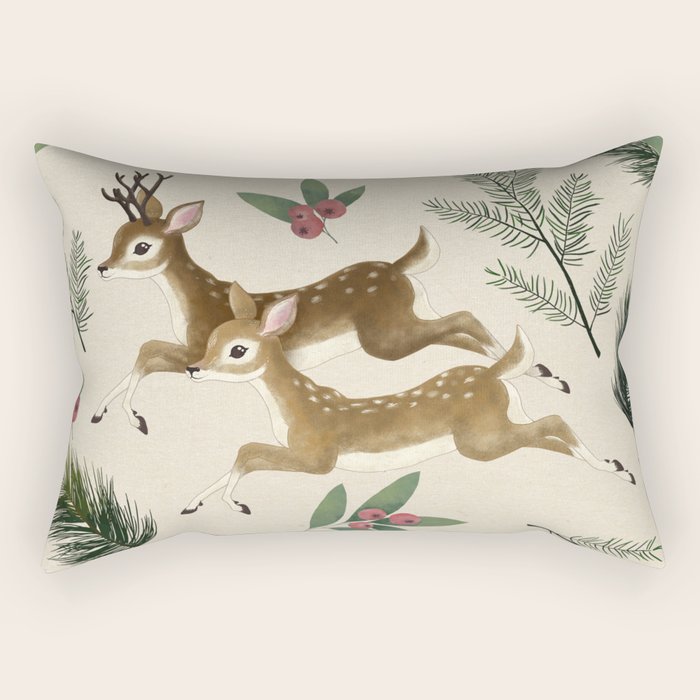 Winter Deer // Repeat Pattern Rectangular Pillow