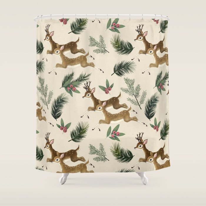 Winter Deer // Repeat Pattern Shower Curtain