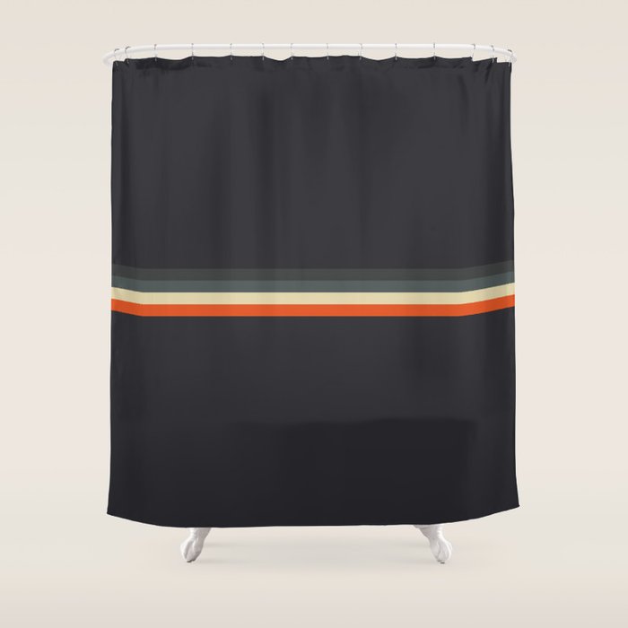 Meness - Classic Minimal Dark Retro Summer Stripes Shower Curtain
