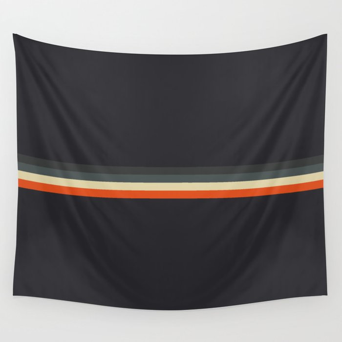Meness - Classic Minimal Dark Retro Summer Stripes Wall Tapestry
