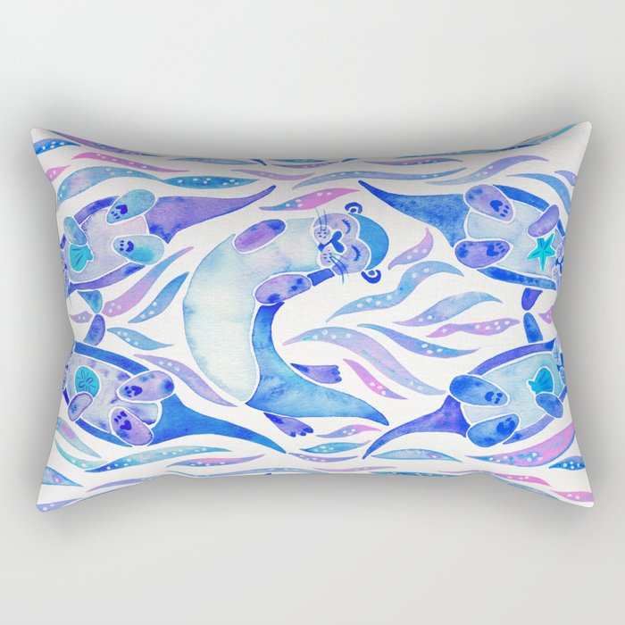 Five Otters - Indigo Ombrã© Rectangular Pillow