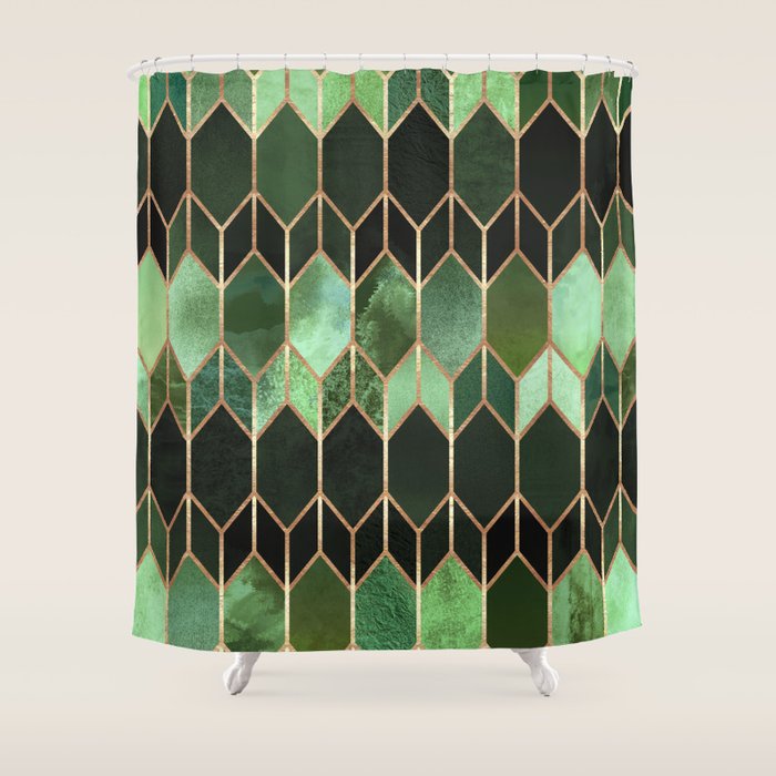 Stained Glass 5 - Forest Green Shower Curtain