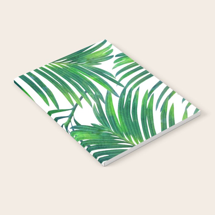 Palm Paradise, Tropical Leaves, Beachy Watercolor Painting, Minimal Nature Botanical Illustration Notebook