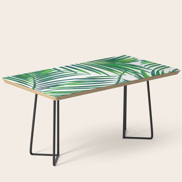 Palm Paradise, Tropical Leaves, Beachy Watercolor Painting, Minimal Nature Botanical Illustration Coffee Table