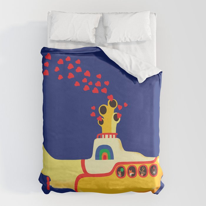 Yellow Submarine Bubbling Love Duvet Cover