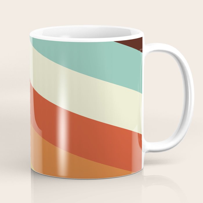 Renpet - Colorful Classic Abstract Minimal Retro 70s Style Stripes Design Coffee Mug