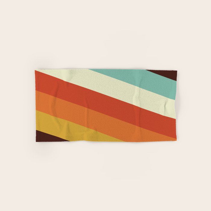 Renpet - Colorful Classic Abstract Minimal Retro 70s Style Stripes Design Bath Towel