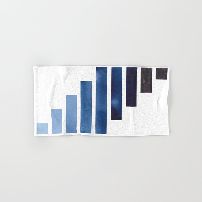 Navy Purple Blue Midcentury Modern Minimalist Staggered Stripes Rectangle Geometric Aztec Pattern Wa Bath Towel