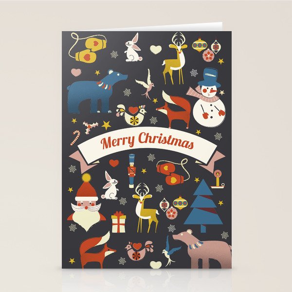 Christmas Symbols Pattern Stationery Card