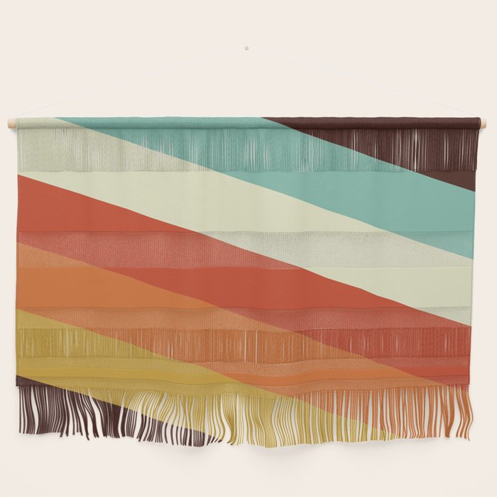 Renpet - Colorful Classic Abstract Minimal Retro 70s Style Stripes Design Wall Hanging