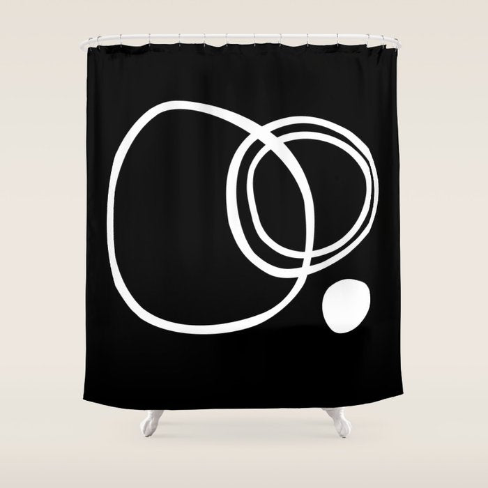 Line Art, Modern, Minimal, Black And White Shower Curtain