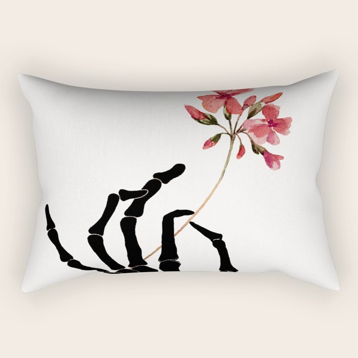 Skeleton Hand With Flower Rectangular Pillow