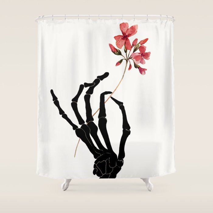 Skeleton Hand With Flower Shower Curtain