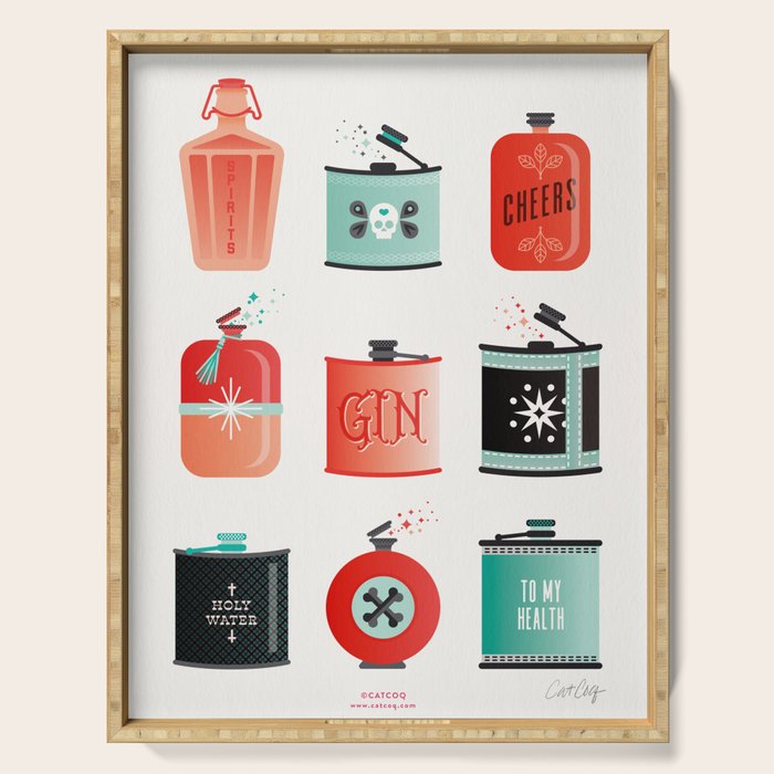 Flask Collection - Red & Turquoise Palette Serving Tray