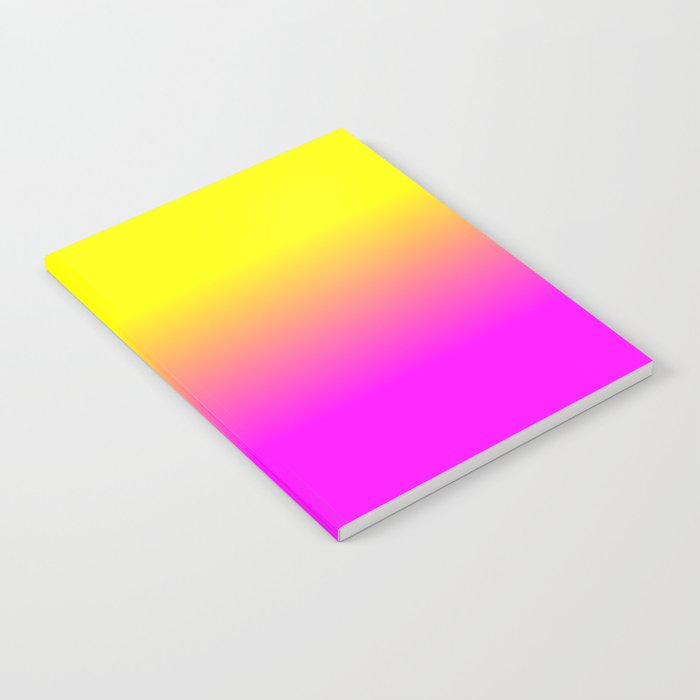 Neon Yellow And Bright Hot Pink Ombré  Shade Color Fade Notebook