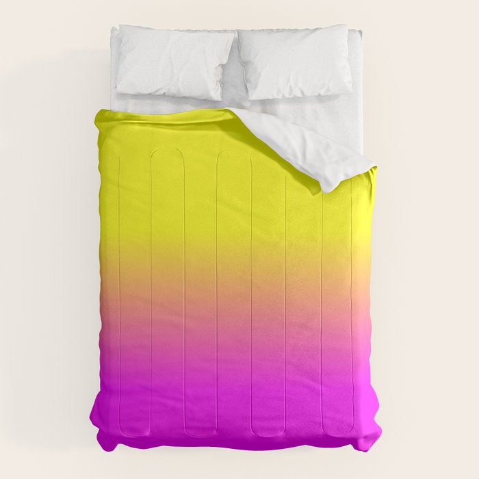 Neon Yellow And Bright Hot Pink Ombré  Shade Color Fade Comforter