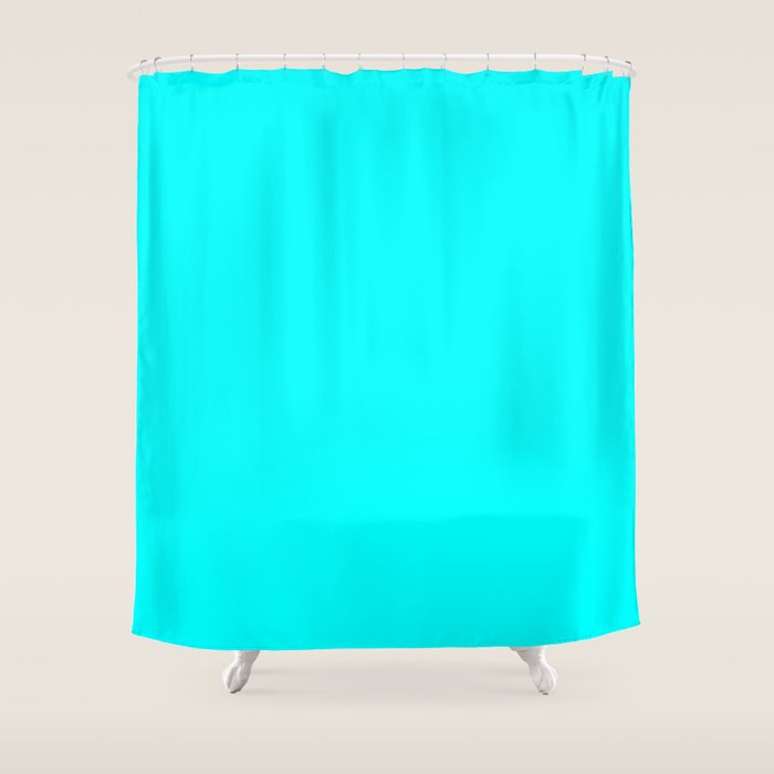 Neon Aqua Blue Bright Electric Fluorescent Color Shower Curtain