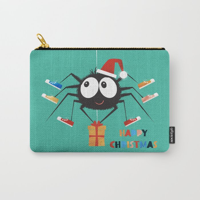 Happy Christmas Santa Spider Carry All Pouch
