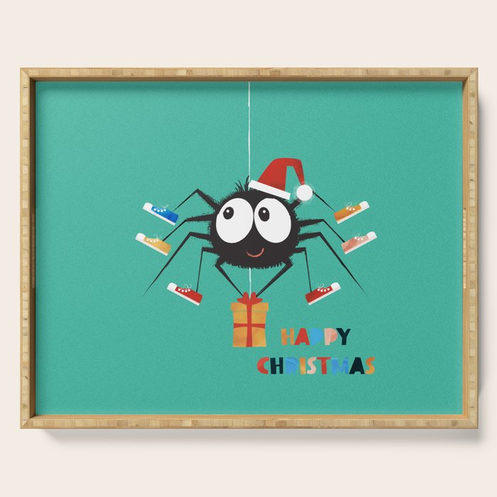 Happy Christmas Santa Spider Serving Tray