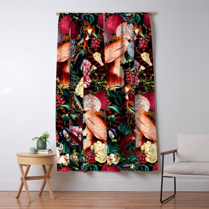 Floral And Animals Pattern Ii Window Curtain
