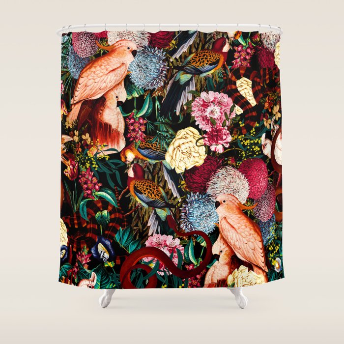 Floral And Animals Pattern Ii Shower Curtain
