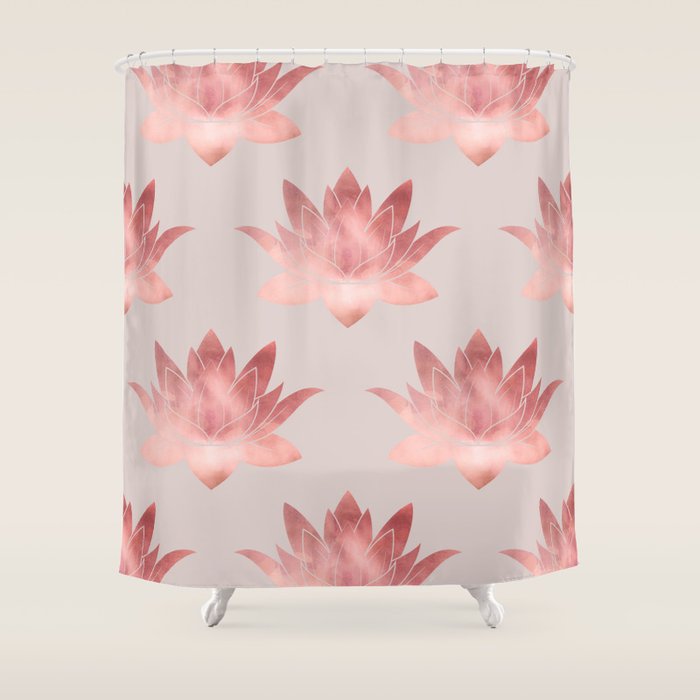 Pink Lotus Flower | Watercolor Texture Shower Curtain