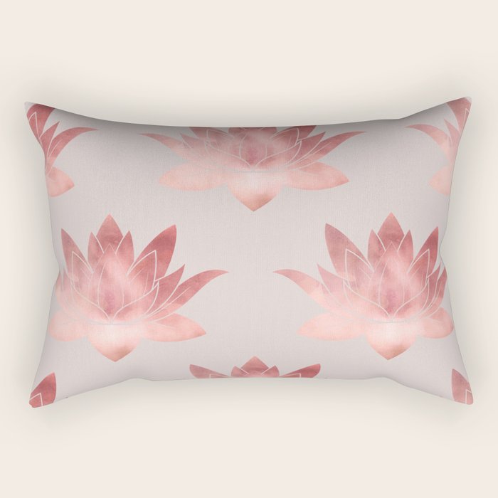 Pink Lotus Flower | Watercolor Texture Rectangular Pillow