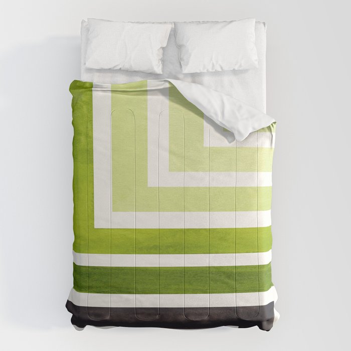 Sap Green Mid Century Modern Watercolor Colorful Ancient Aztec Art Pattern Minimalist Geometric Patt Comforter