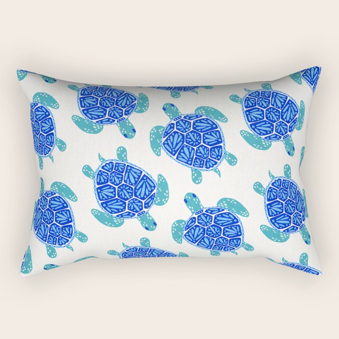 Sea Turtle - Blue Palette Rectangular Pillow