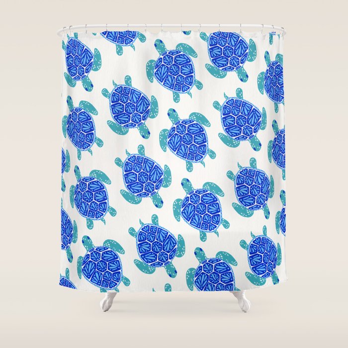 Sea Turtle - Blue Palette Shower Curtain