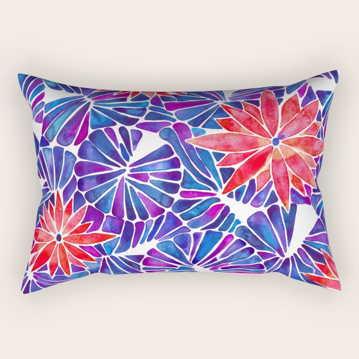 Water Lilies - Indigo & Red Palette Rectangular Pillow