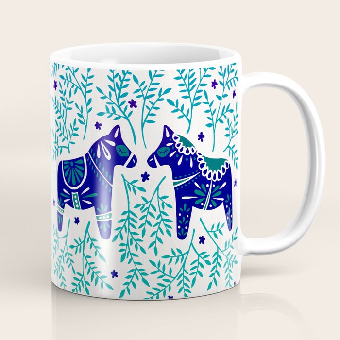 Swedish Dala Horses - Navy & Blue Palette Coffee Mug