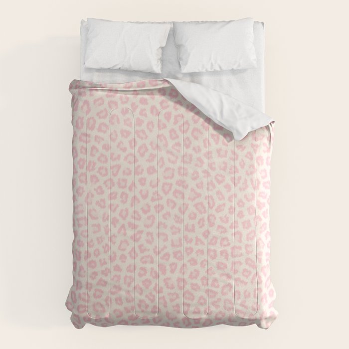 Modern Ivory Blush Pink Girly Cheetah Animal Print Pattern Comforter