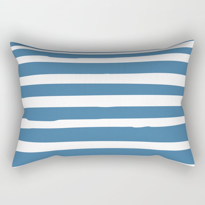 Ocean Stripes, Abstract, Blue And White, Striped Pattern Rectangular Pillow