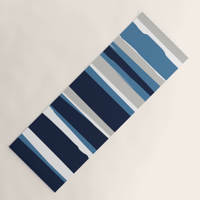 Ocean Beach Striped Landscape, Navy, Blue, Gray Yoga Mat