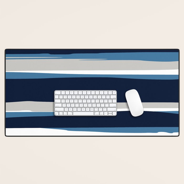 Ocean Beach Striped Landscape, Navy, Blue, Gray Desk Mat