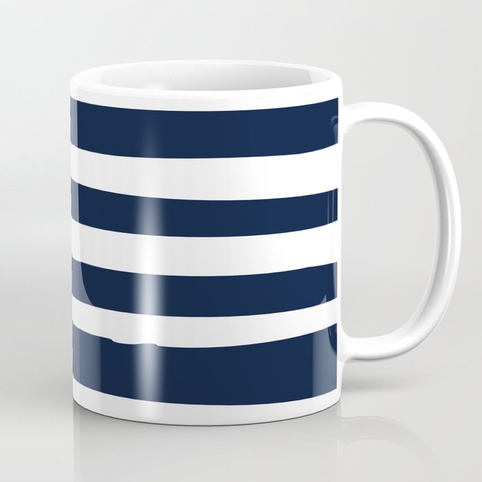 Ocean Stripes, Modern, Abstract, Navy Blue And White Coffee Mug