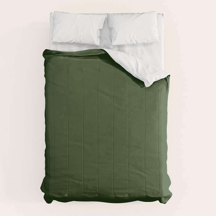Solid Dark Forest Green Simple Solid Color All Over Print Comforter