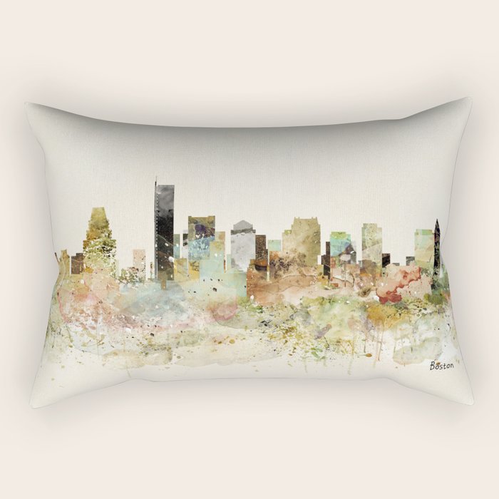 Boston Massachusetts Skyline Rectangular Pillow