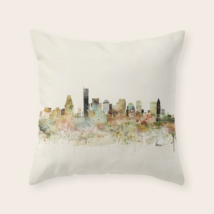 Boston Massachusetts Skyline Throw Pillow