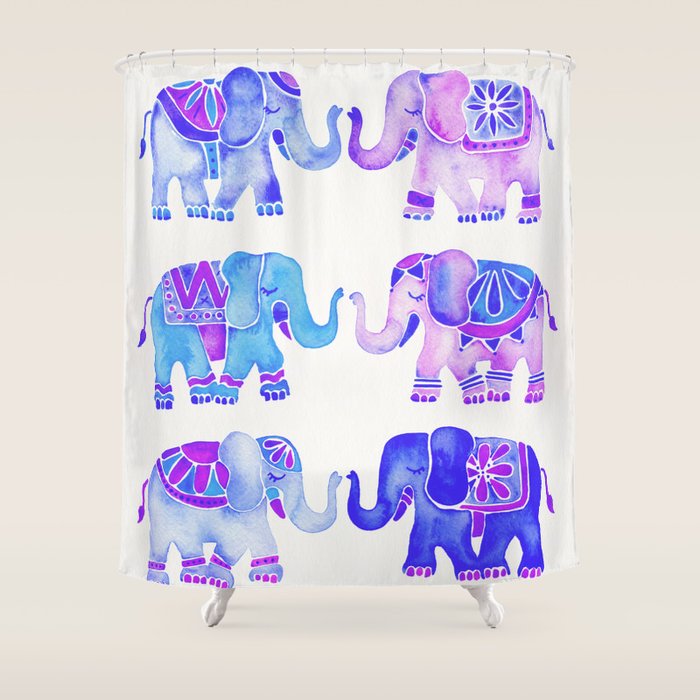 Elephant Collection - Indigo Palette Shower Curtain