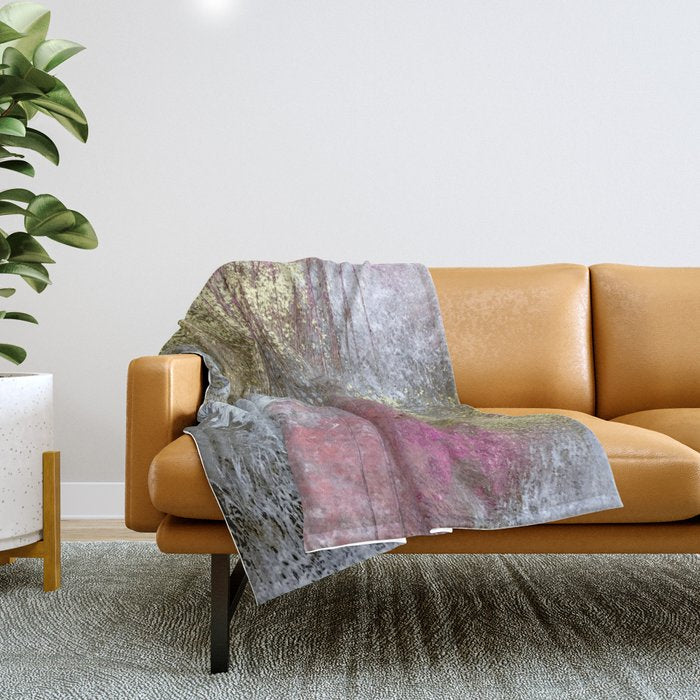 Golden Girl: A Pretty Abstract Mixed Media Piece In Pink, White, Gold, And Gray Throw Blanket