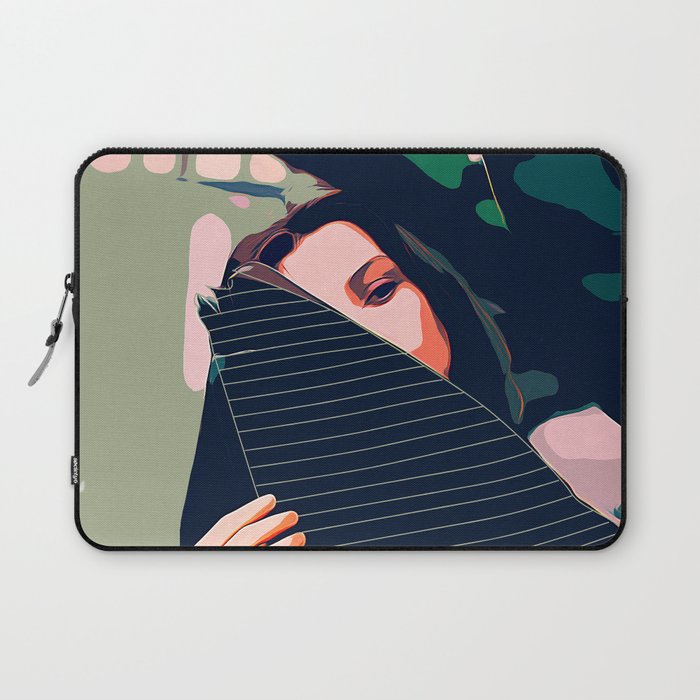 Don'T Be Shy, Bohemian Woman Fashion Illustration, Eclectic Tropical Banana Leaves Feminism Laptop Sleeve