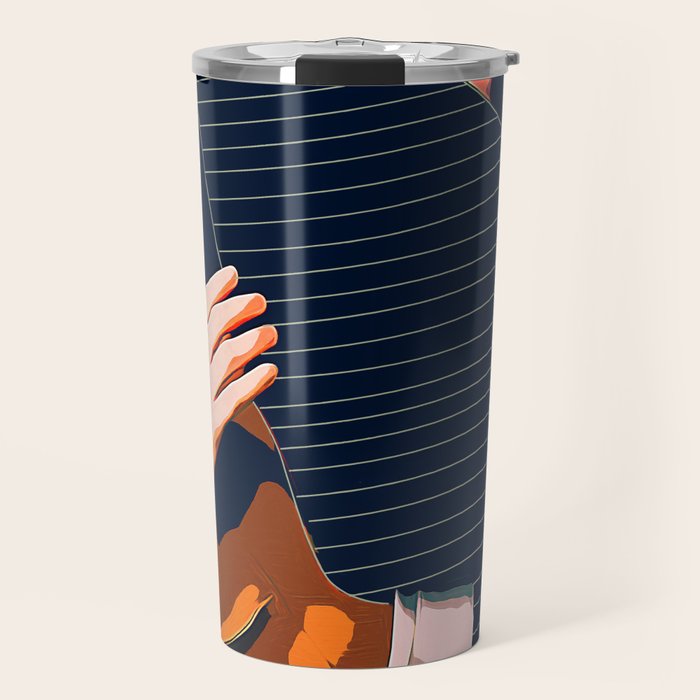 Don'T Be Shy, Bohemian Woman Fashion Illustration, Eclectic Tropical Banana Leaves Feminism Travel Mug